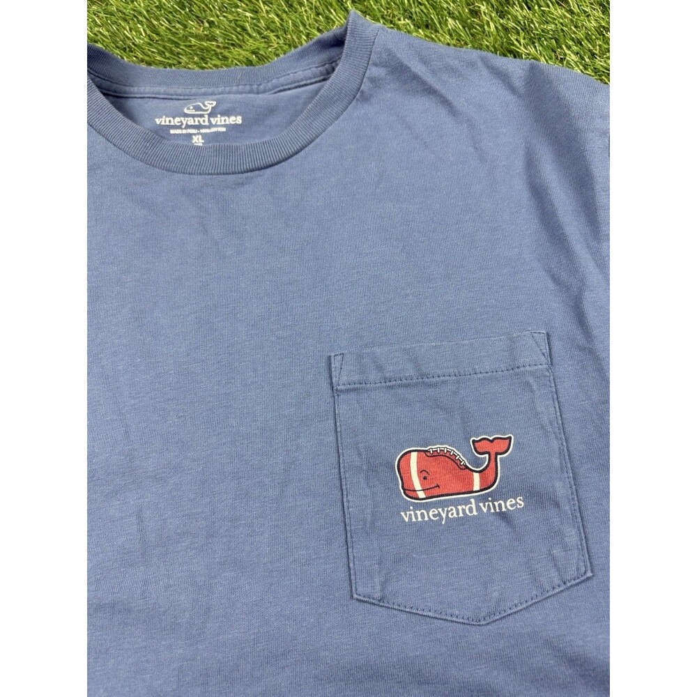 Vineyard Vines Football Logo Long Sleeve Crew Tee Shirt Youth XL Blue